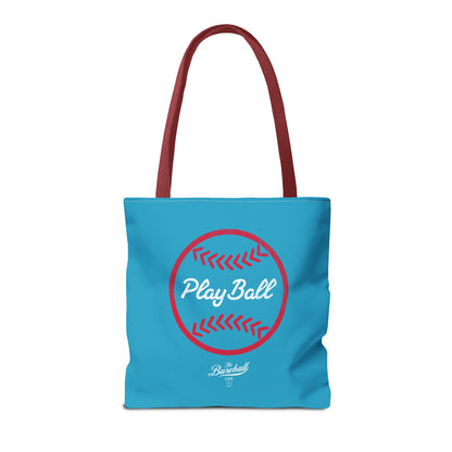 Baseball Icon Play Ball Tote Bag_Turquoise
