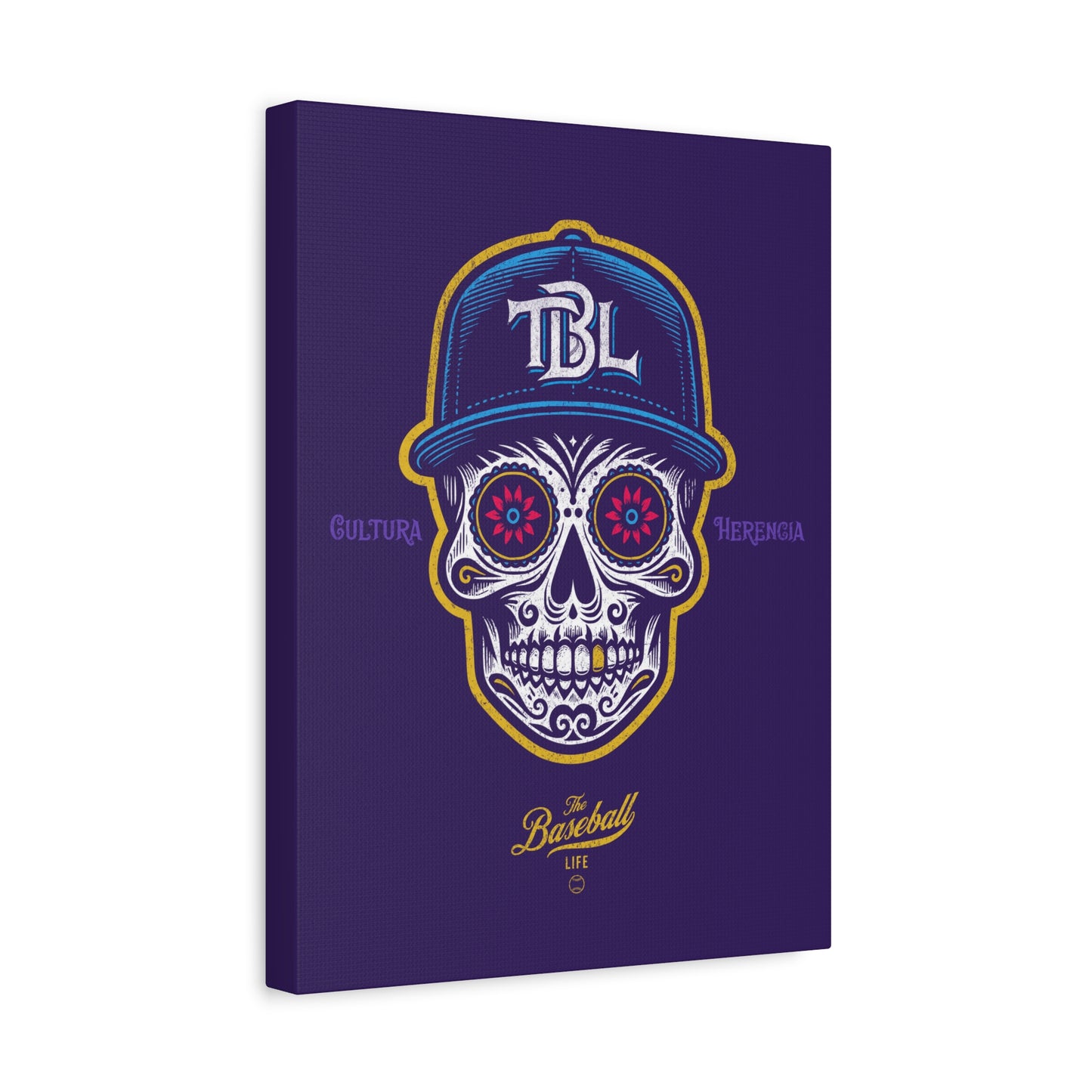 Beisbol Sugar Skull Series_Player 1 Wall Art Canvas_Purple