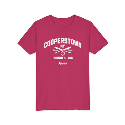 Youth Cooperstown NY White Print_Artifacts Baseball Collection T-Shirt