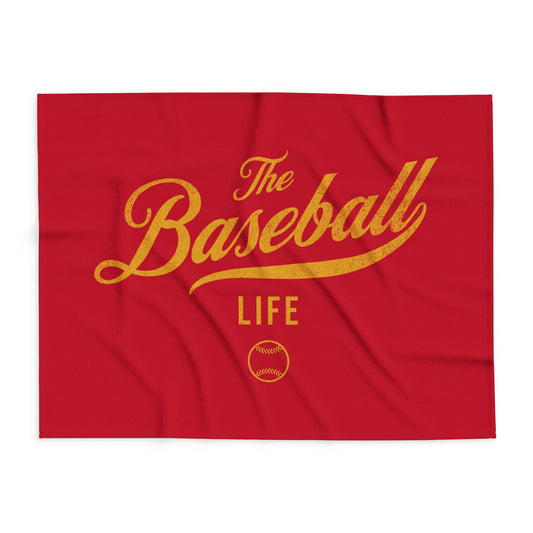 Fleece Blanket_Red w Yellow Gold Print