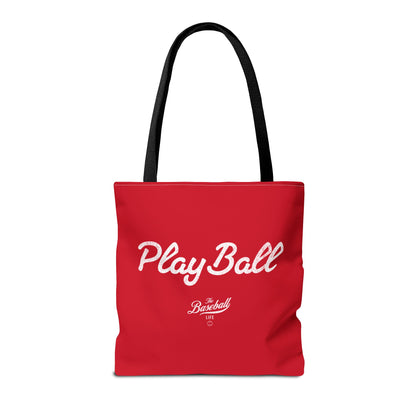 Play Ball Tote Bag_Red with White Print