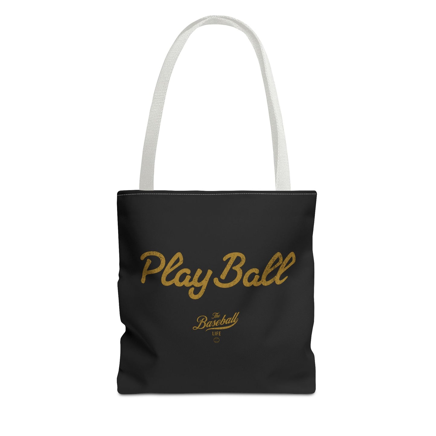 Play Ball Tote Bag_Black with Old Gold Print