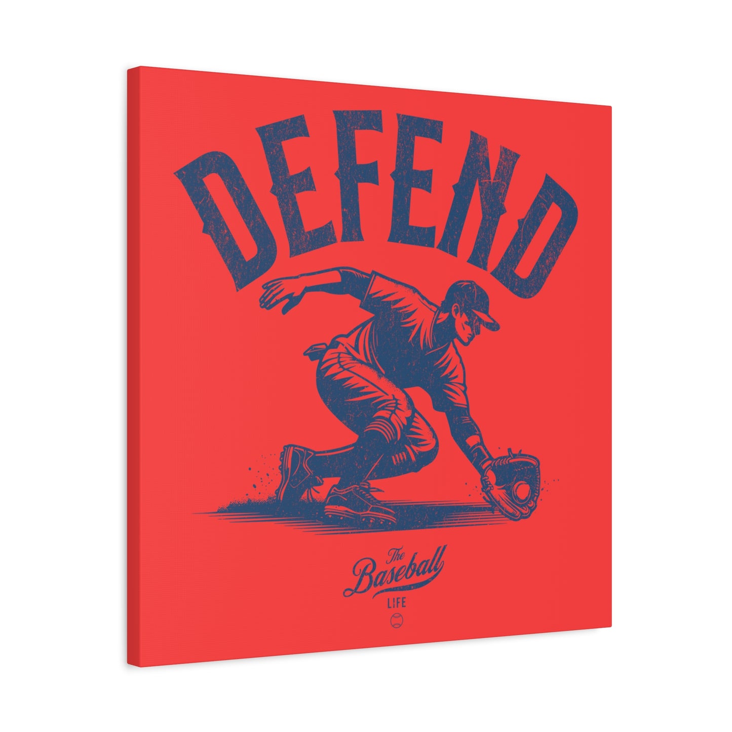 Defend Infielder Wall Art Canvas_Coral Red