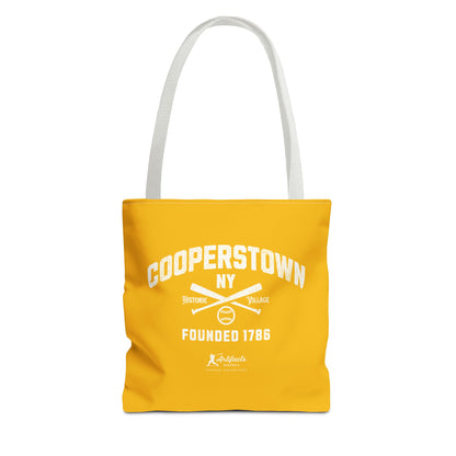 Cooperstown, NY Tote Bag_Yellow Gold w White Print