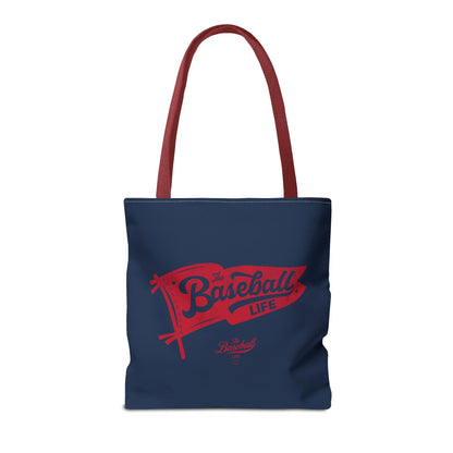 Vintage Pennant Tote Bag_Red Print on Navy