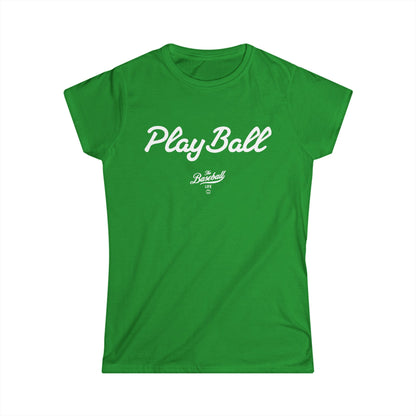 Play Ball Women's Baseball T-Shirt - White Print