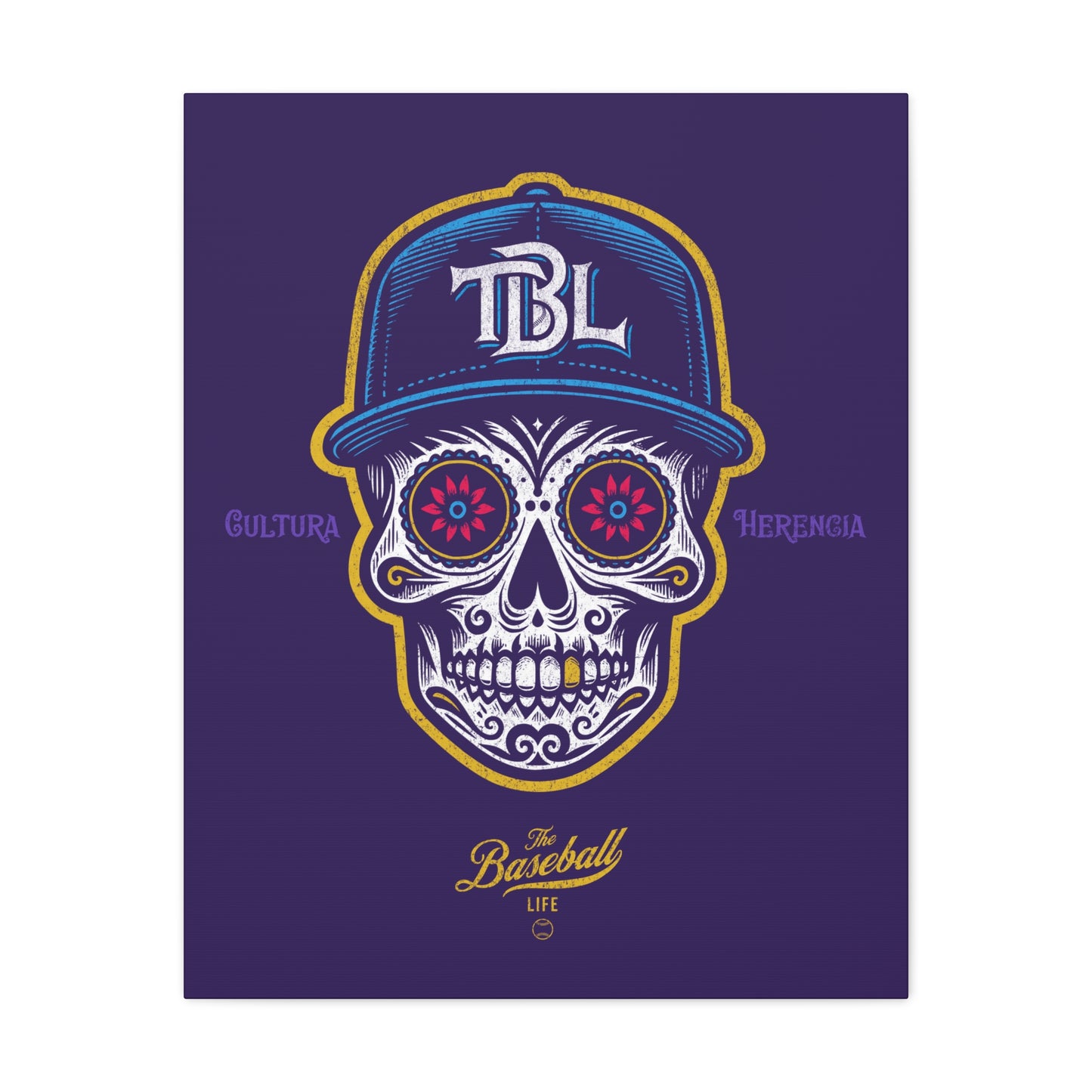 Beisbol Sugar Skull Series_Player 1 Wall Art Canvas_Purple