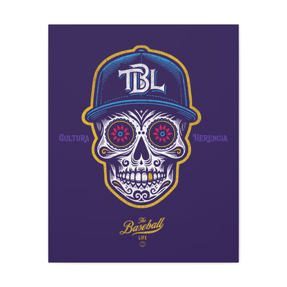 Beisbol Sugar Skull Series_Player 1 Wall Art Canvas_Purple