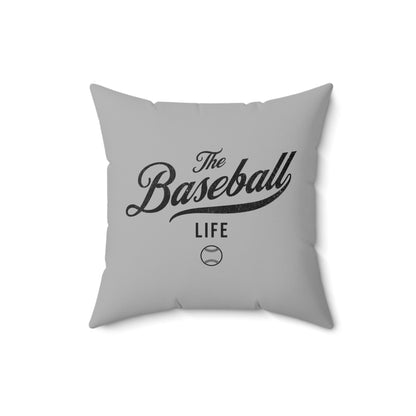 The Baseball Life Accent Pillow_Silver Gray w Black Print