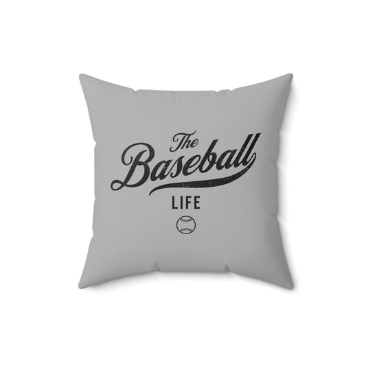The Baseball Life Accent Pillow_Silver Gray w Black Print