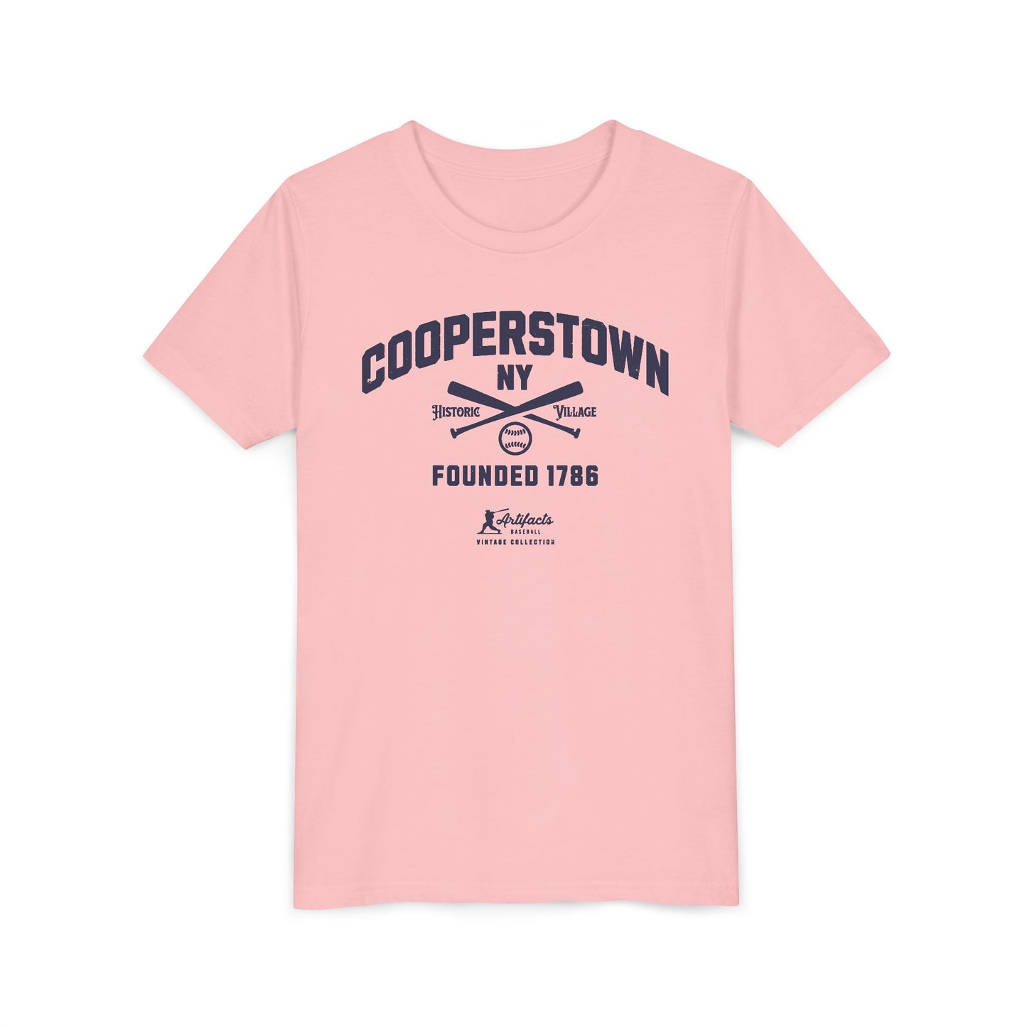 Youth Cooperstown NY Navy Print_Artifacts Baseball Collection T-Shirt