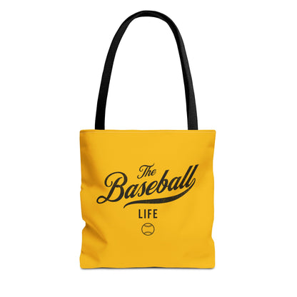 The Baseball Life Tote Bag_Yellow w Black Print