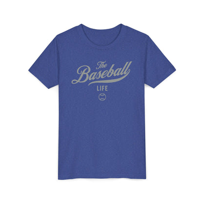 Youth The Baseball Life Classic Script T-Shirt_Silver Gray Print