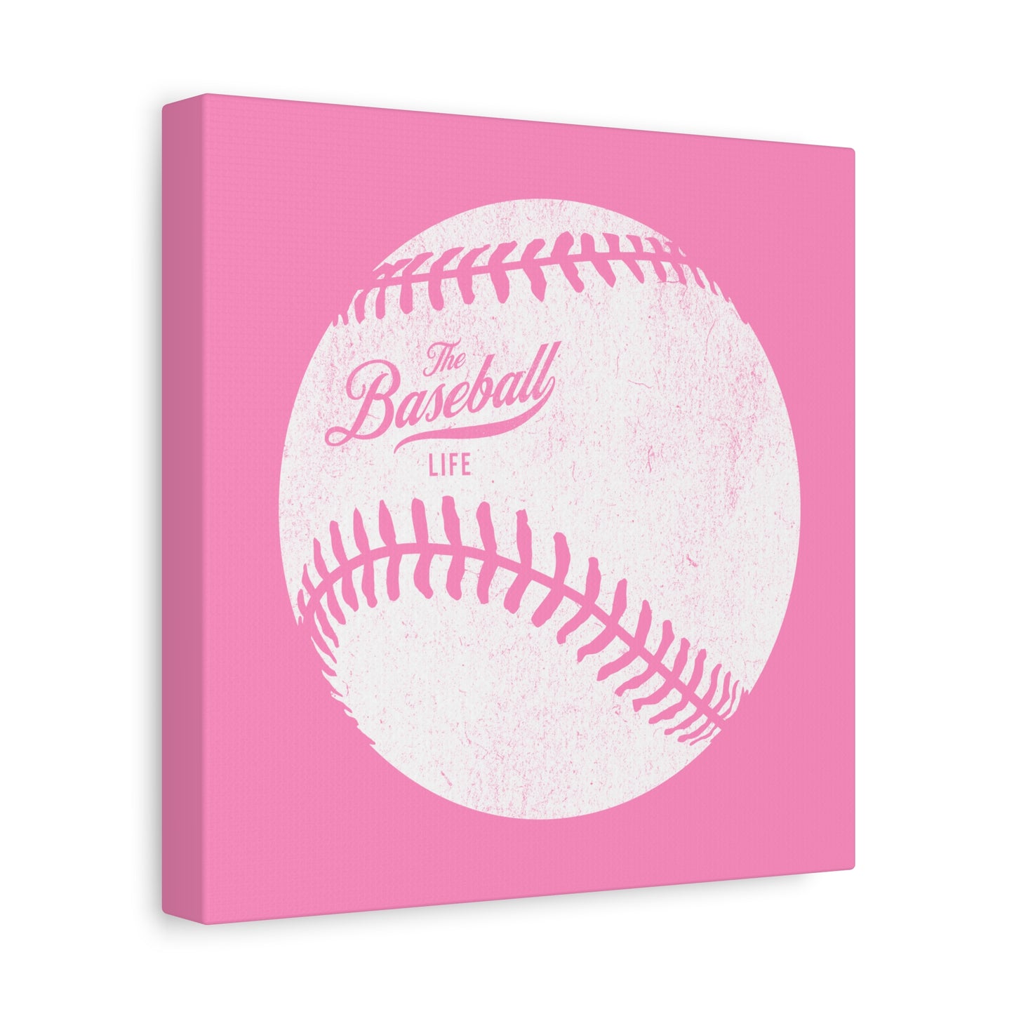 Weathered Baseball Wall Art Canvas_Bubble Gum Pink