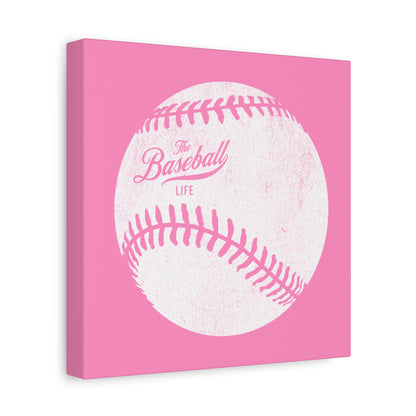 Weathered Baseball Wall Art Canvas_Bubble Gum Pink