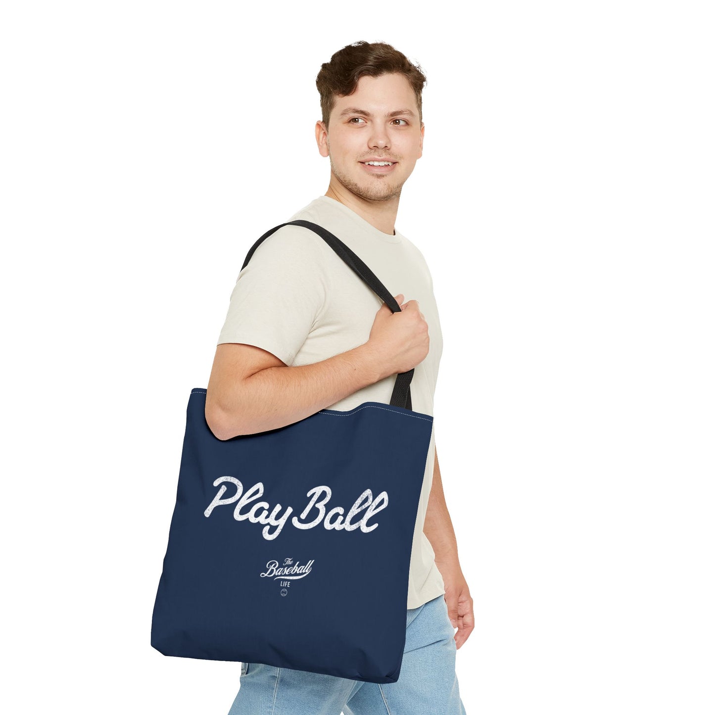 Play Ball Tote Bag_Navy with White Print