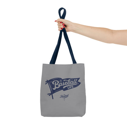 Vintage Pennant Tote Bag_Navy Print on Medium Gray