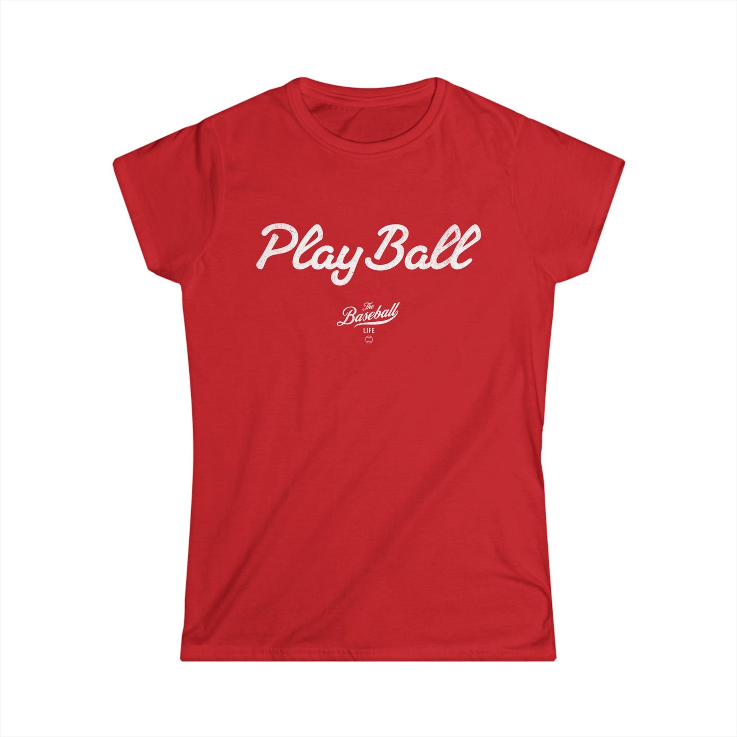 Women's Play Ball Baseball T-Shirt - White Print