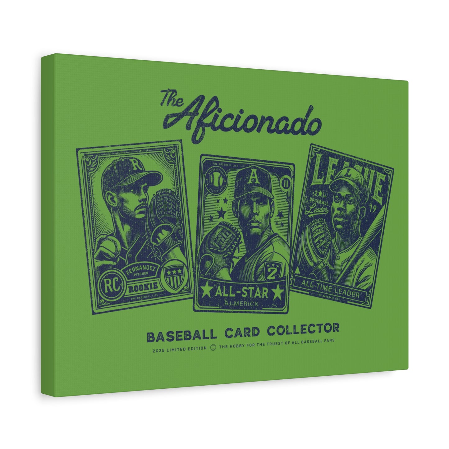 The Aficionado Baseball Card Collector Wall Art Canvas_Grass Green