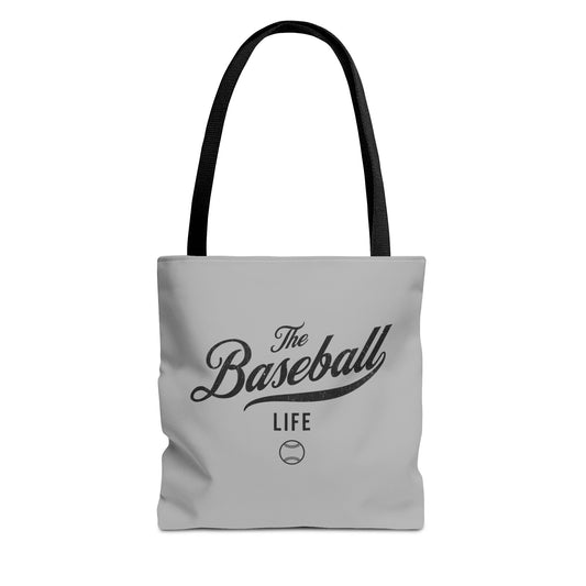 The Baseball Life Tote Bag_Gray w Black Print