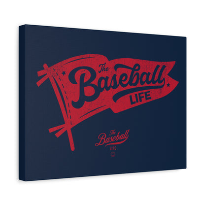 Classic Pennant Wall Art Canvas_Red Print on Navy