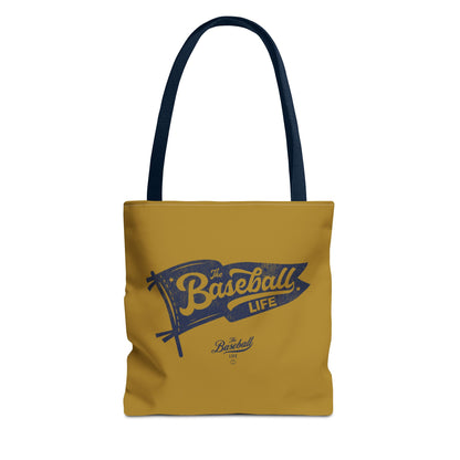 Vintage Pennant Tote Bag_Navy Print on Old Gold