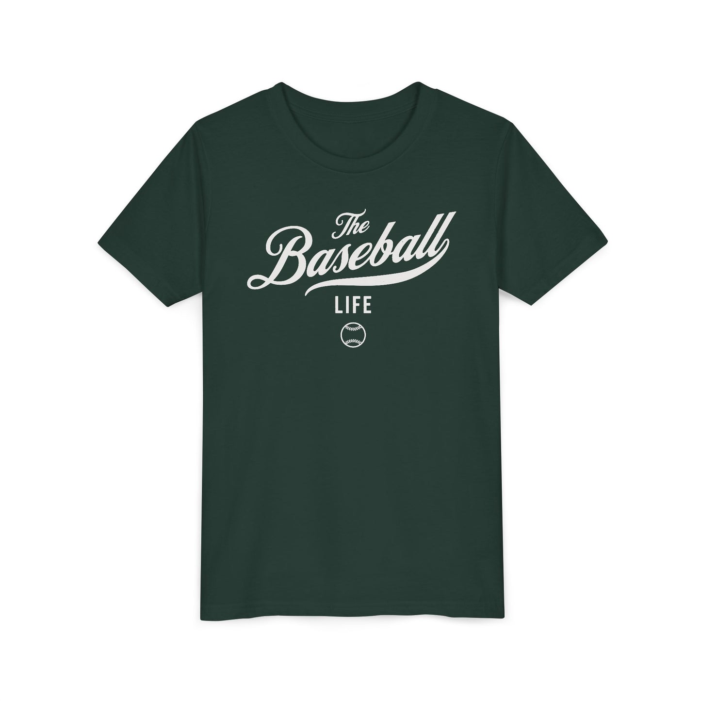 Youth The Baseball Life Classic Script T-Shirt_White Print