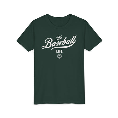 Youth The Baseball Life Classic Script T-Shirt_White Print