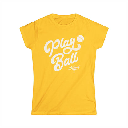 Women's Play Ball Script Baseball T-Shirt