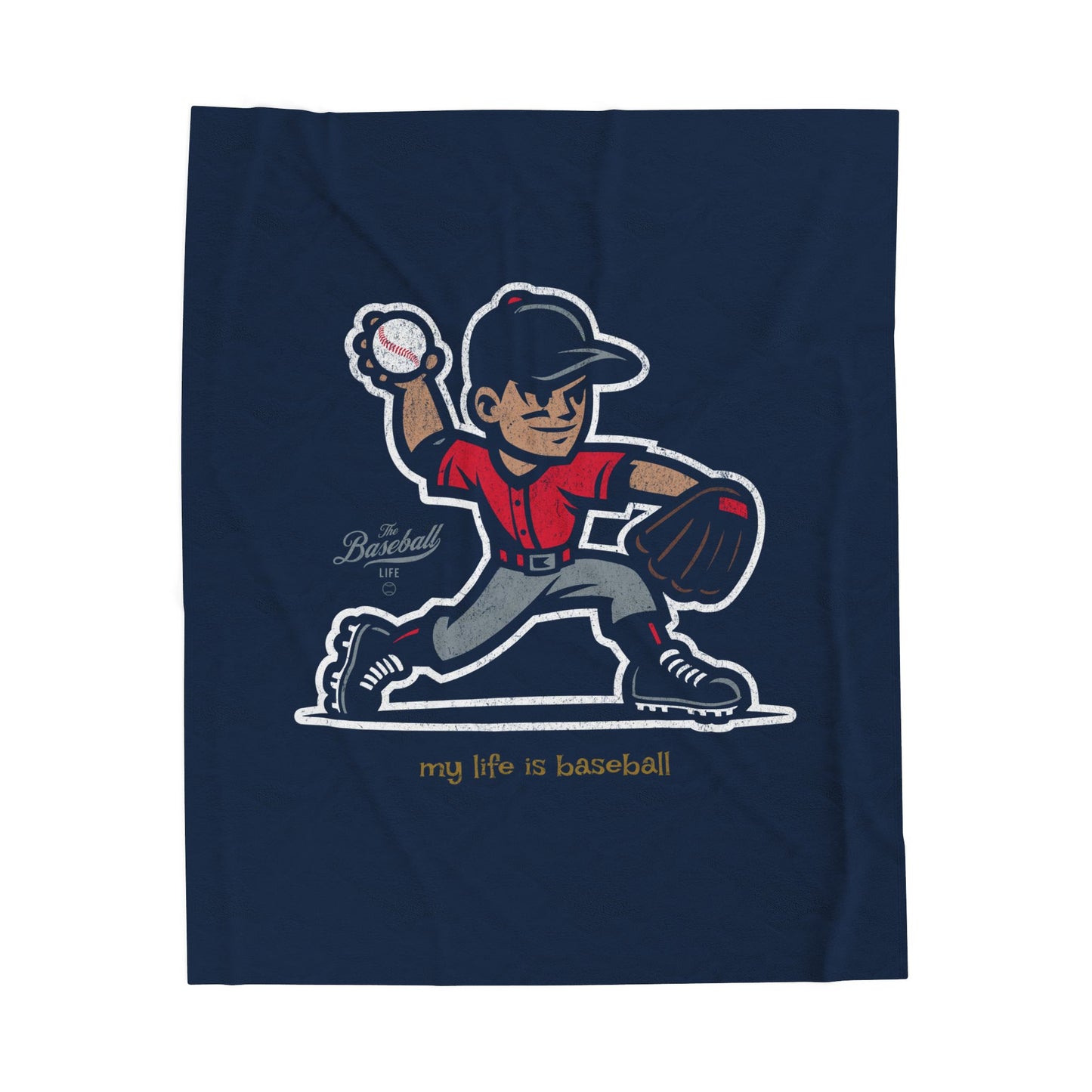 Velveteen Plush Blanket_My Life Is Baseball Red Jersey