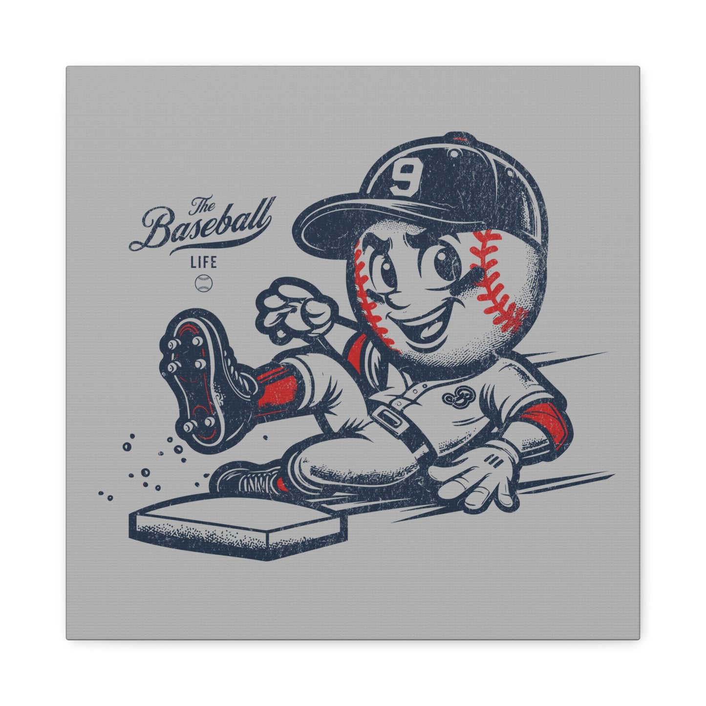 Mr. Baseball Mascot Sliding Wall Art Canvas