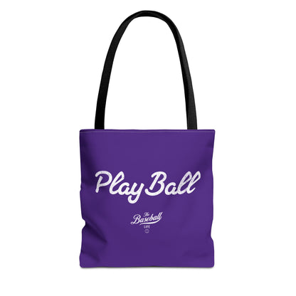 Play Ball Tote Bag_Purple with White Print