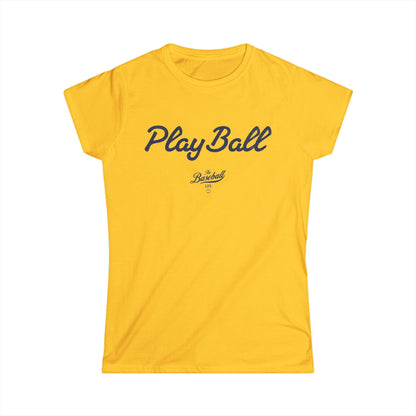 Play Ball Women's Baseball T-Shirt - Navy Print