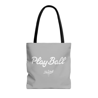 Play Ball Tote Bag_Light Gray with White Print