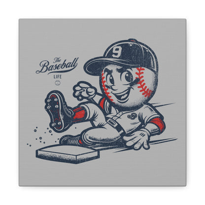 Mr. Baseball Mascot Sliding Wall Art Canvas