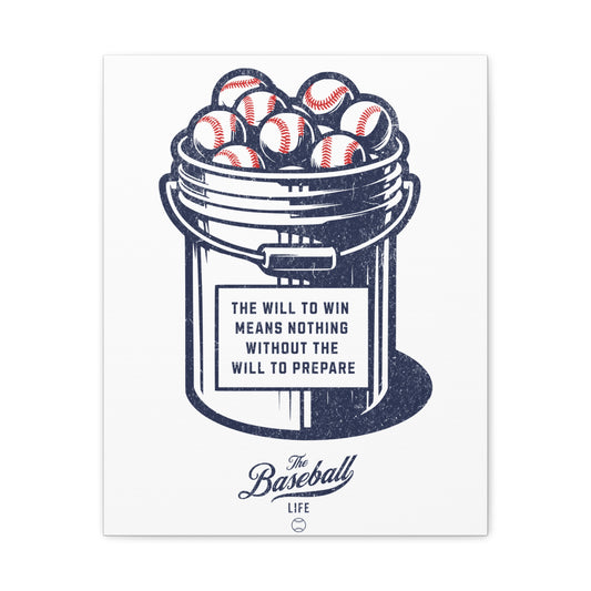 Bucket of Balls (The Will To Prepare) Wall Art Canvas_White Vertical