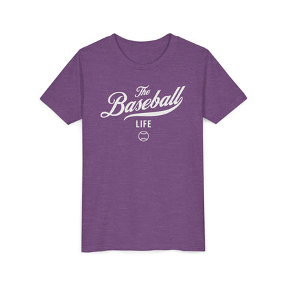 Youth The Baseball Life Classic Script T-Shirt_White Print