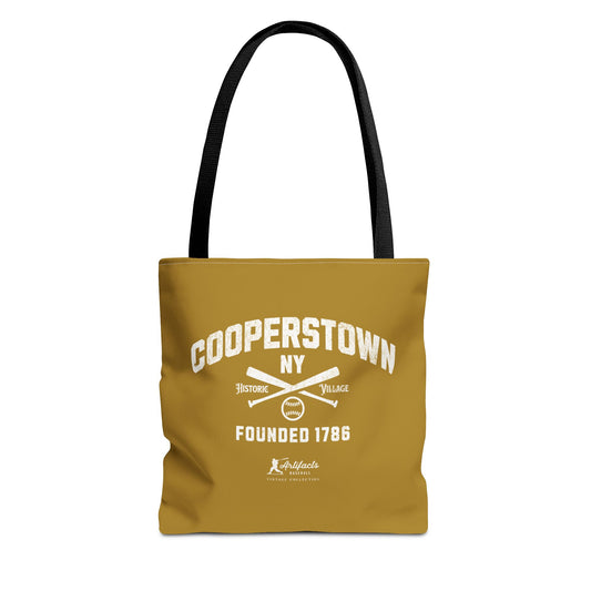 Cooperstown, NY Tote Bag_Old Gold w White Print
