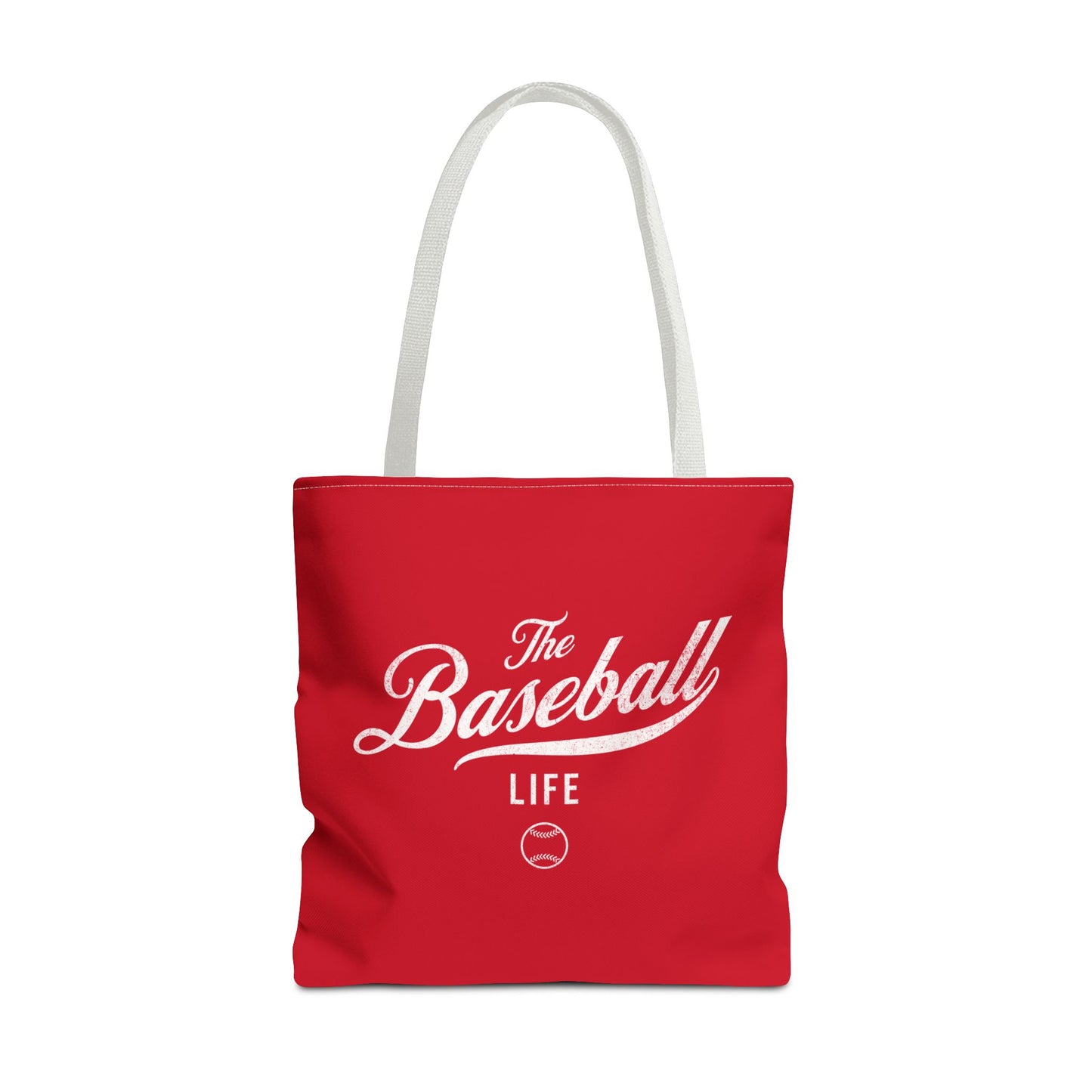 The Baseball Life Tote Bag_Red w White Print
