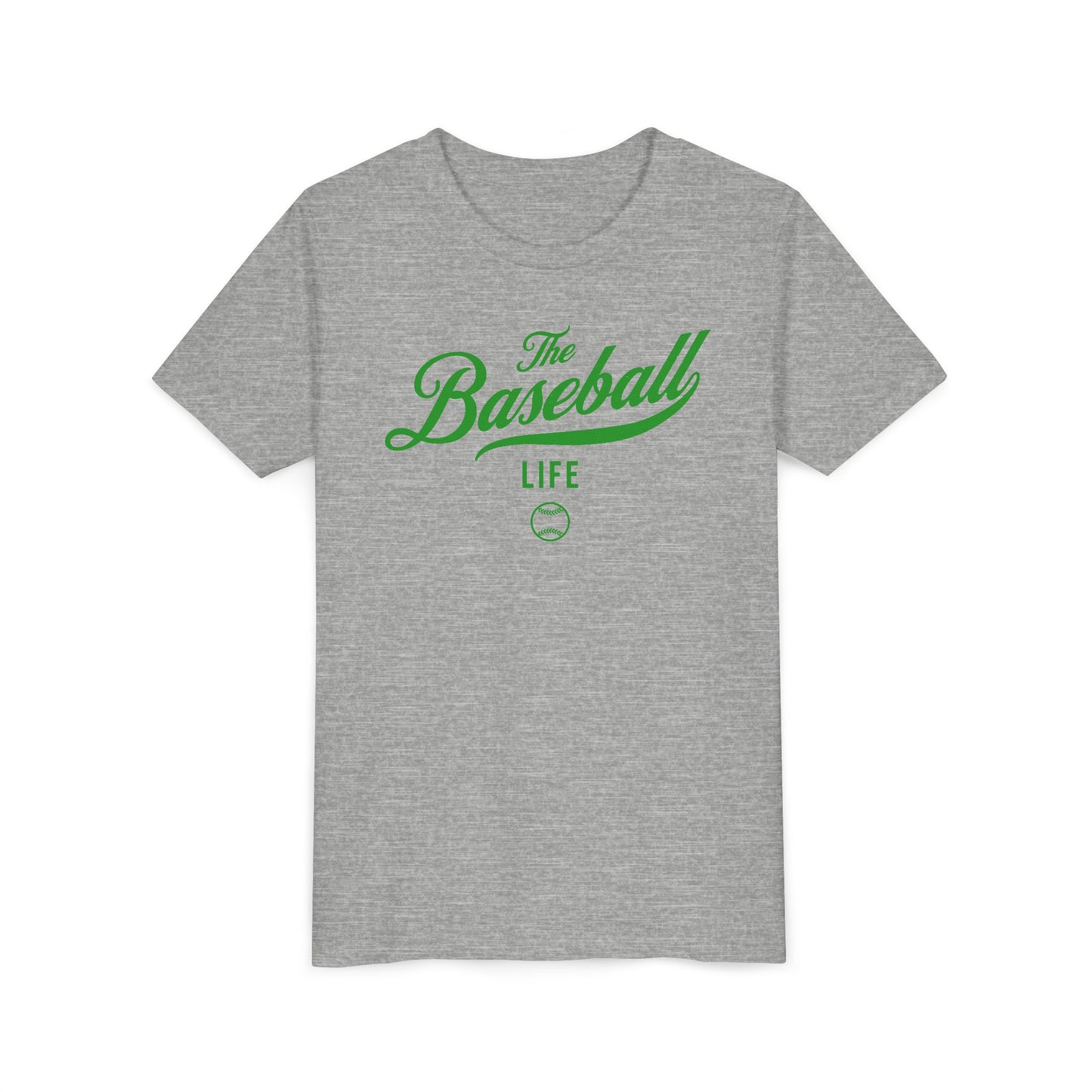 Youth The Baseball Life Classic Script T-Shirt_Green Print