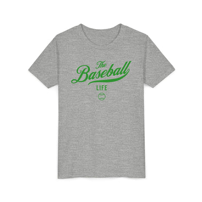Youth The Baseball Life Classic Script T-Shirt_Green Print