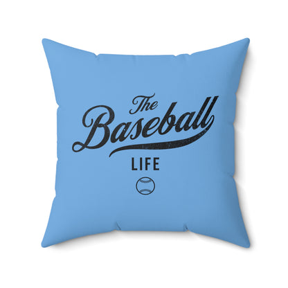 The Baseball Life Accent Pillow_Carolina Blue w Black Print