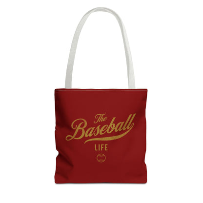 The Baseball Life Tote Bag_Maroon w Old Gold Print