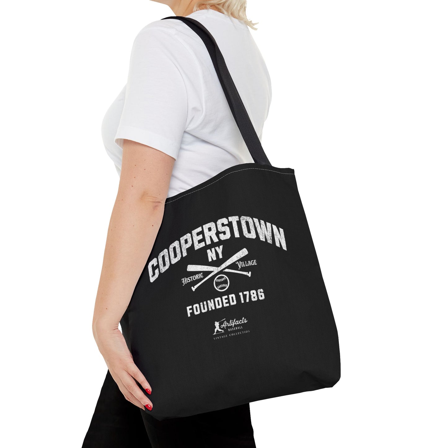 Cooperstown, NY Tote Bag_Black w White Print