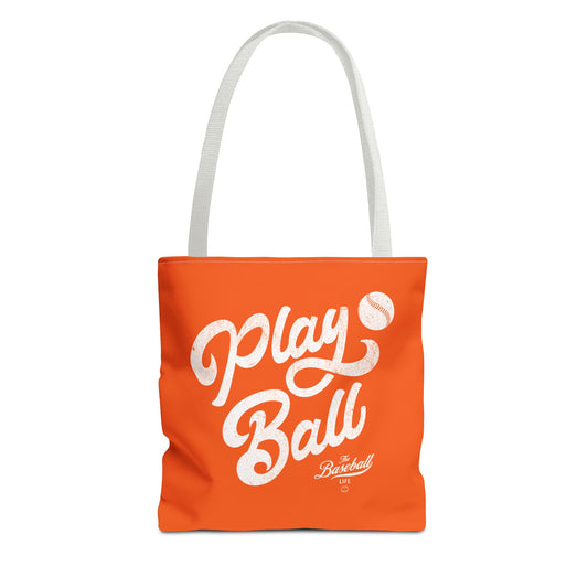 Play Ball Script Tote Bag_Orange