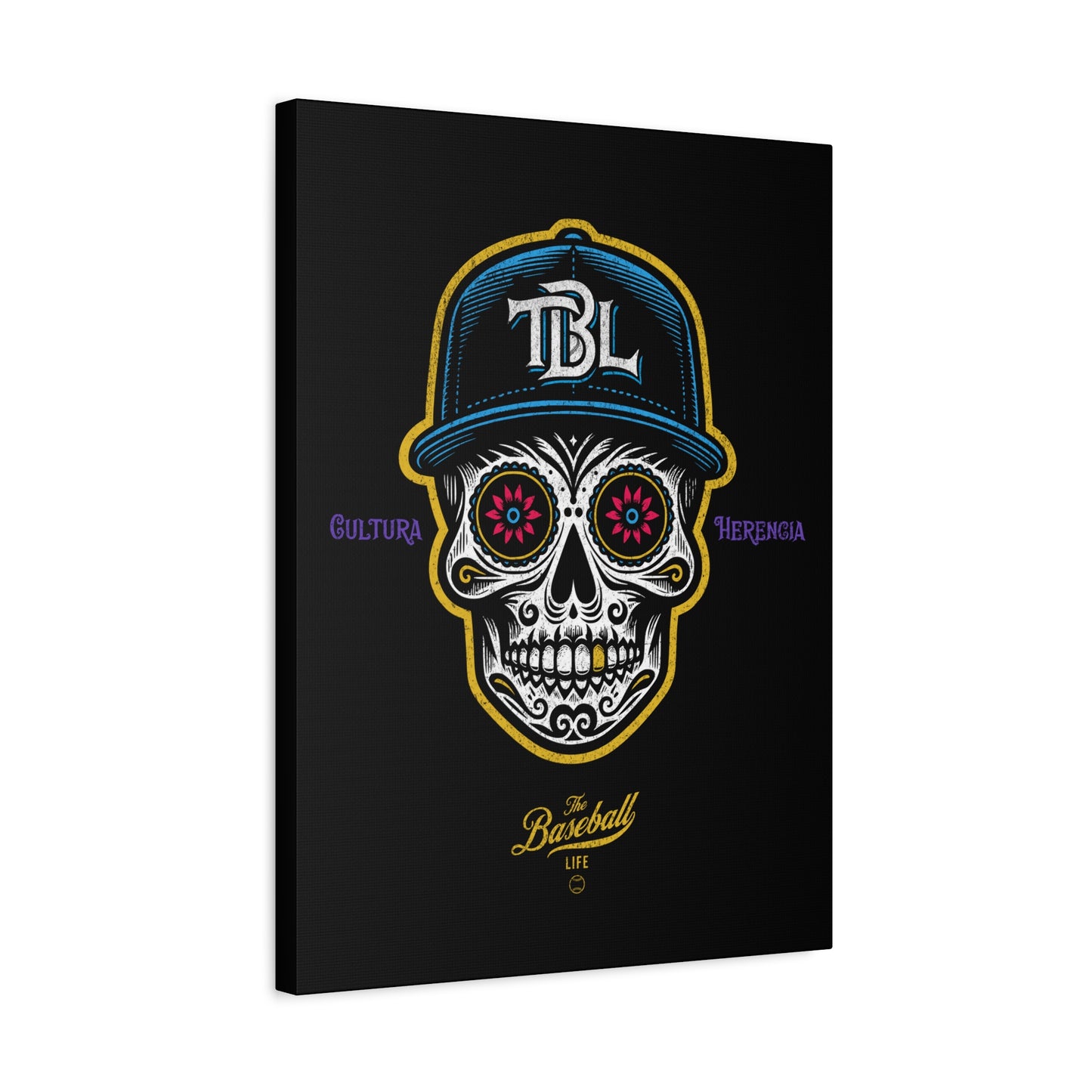 Beisbol Sugar Skull Series_Player 1 Wall Art Canvas_Black