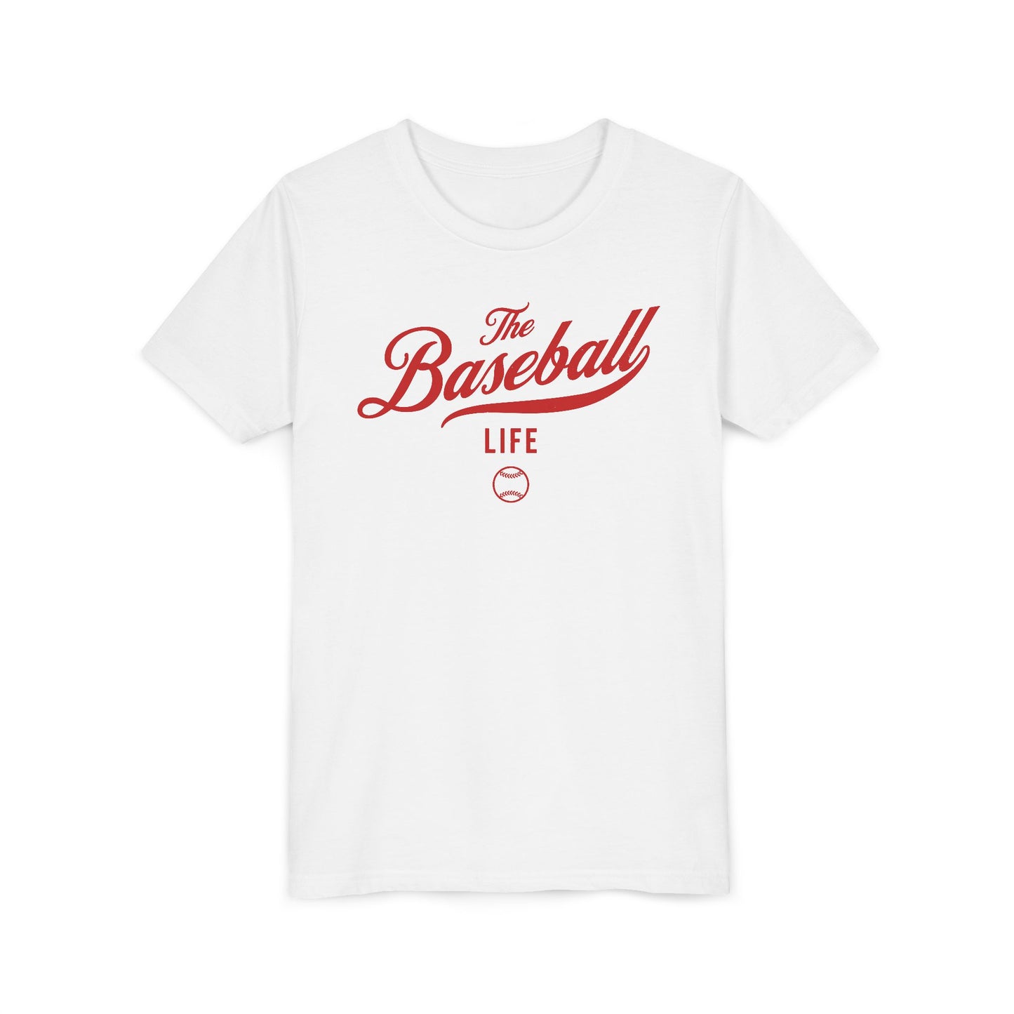 Youth The Baseball Life Classic Script T-Shirt_Red Print
