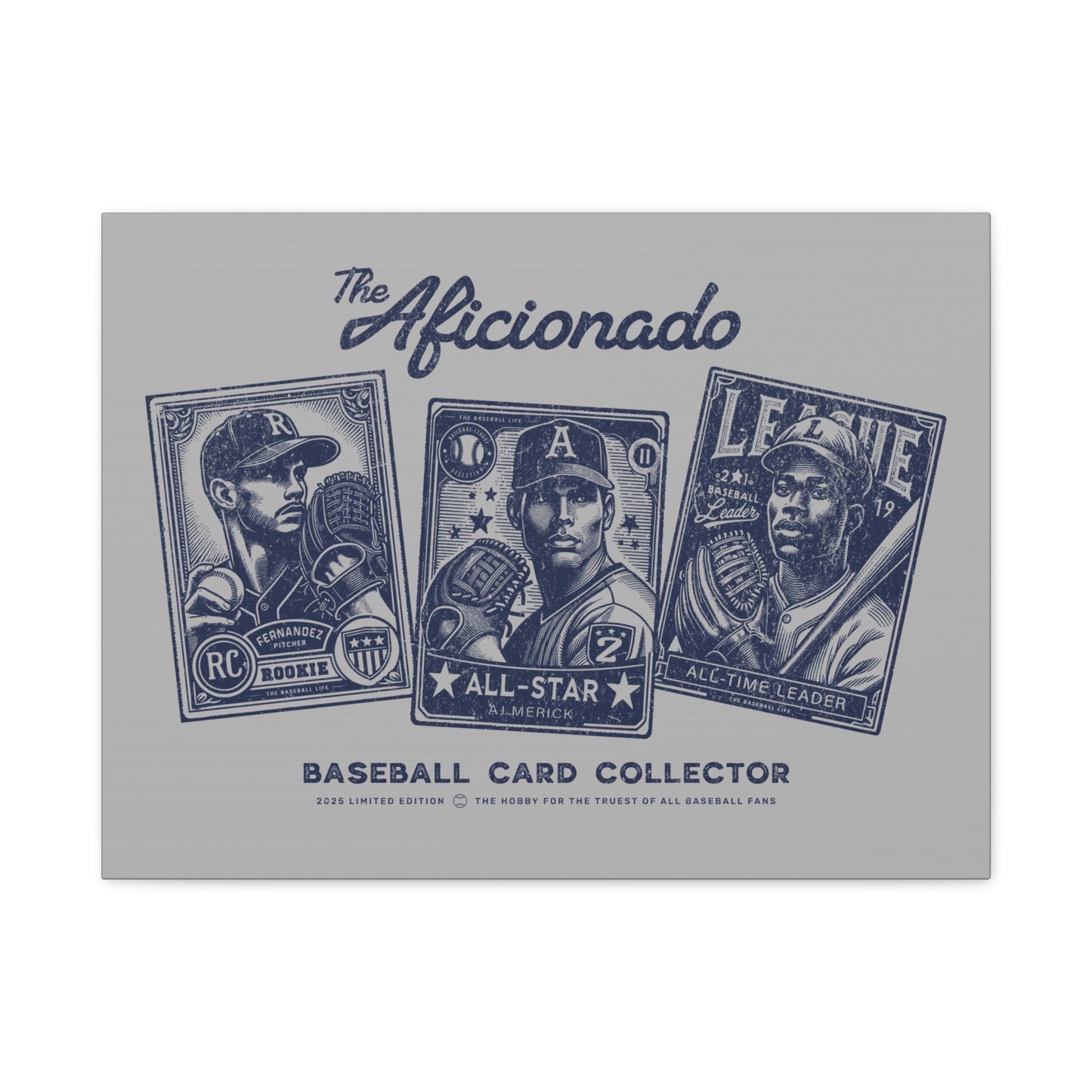 The Aficionado Baseball Card Collector Wall Art Canvas_Silver Gray