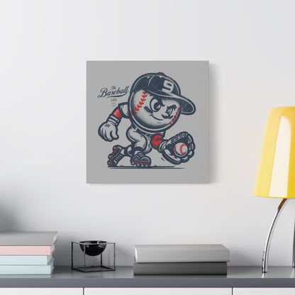 Mr. Baseball Mascot Fielding Wall Art Canvas