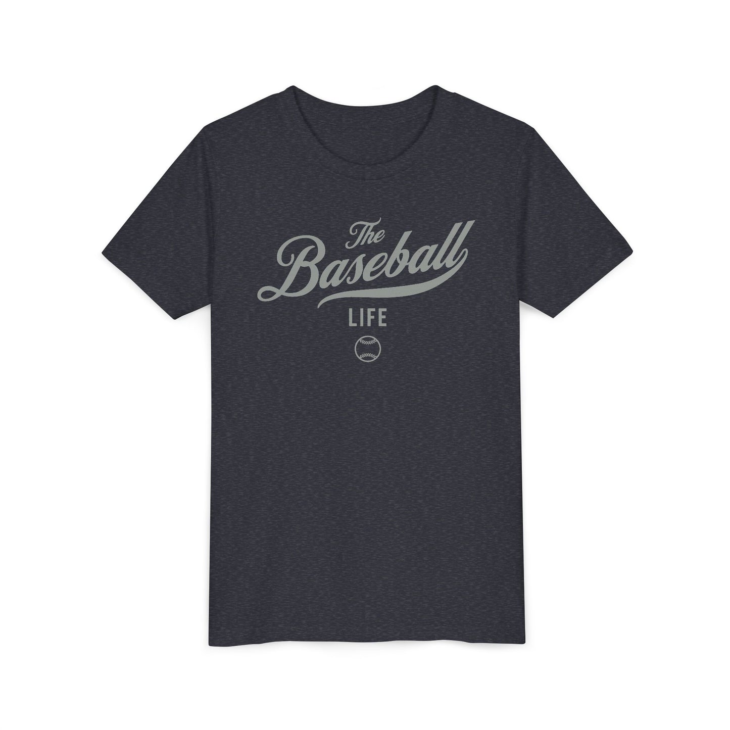 Youth The Baseball Life Classic Script T-Shirt_Silver Gray Print